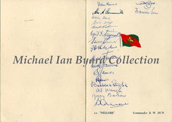 Menu cover with signatures of Passengers and Officers